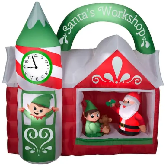7.4ft. Airblown&reg; Inflatable Christmas Santa's Workshop Scene {1}