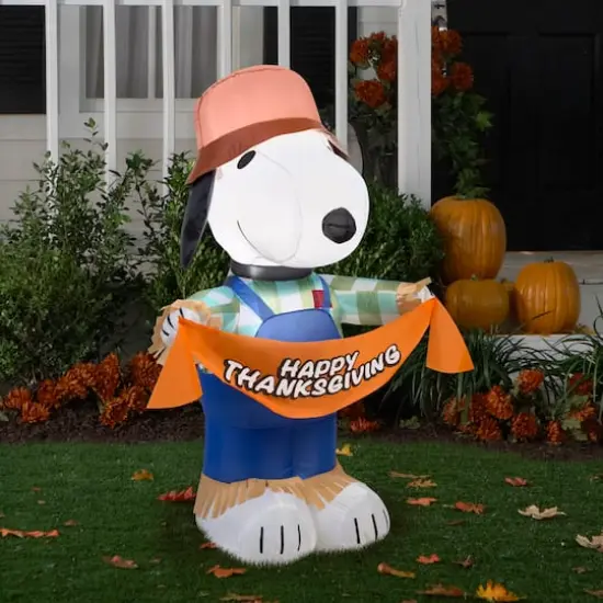 3.5ft. Airblown&reg; Inflatable Thanksgiving Snoopy as Scarecrow {3}