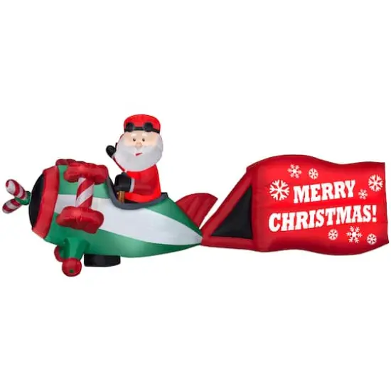 6ft. Colossal Airblown&reg; Inflatable Christmas Santa on Airplane {1}