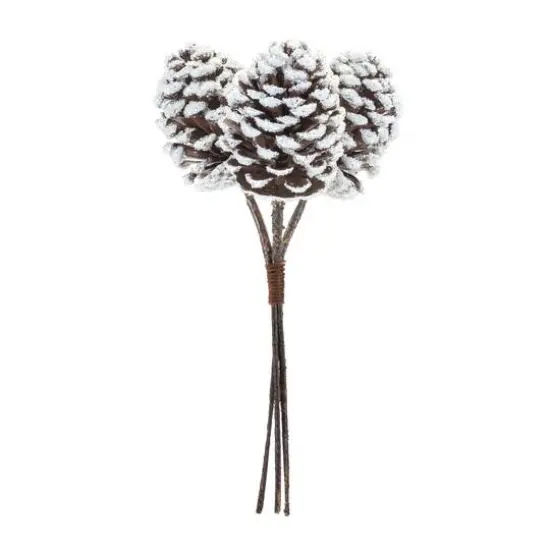 Brown & White Flocked Pinecone Stem Bundle, 6ct. {3}