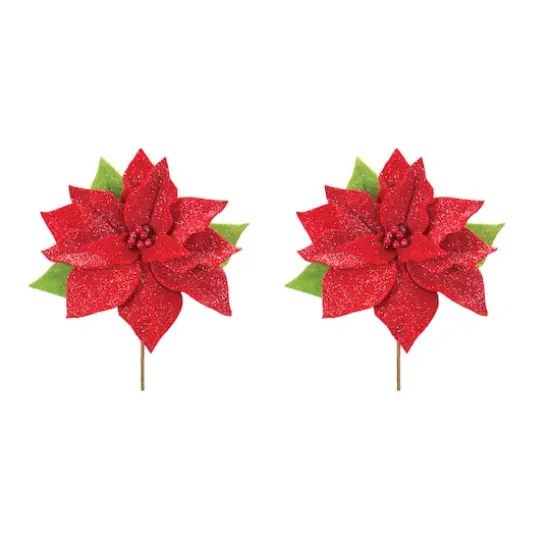 Classic Red Poinsettia Flower Stems, 2ct. {1}