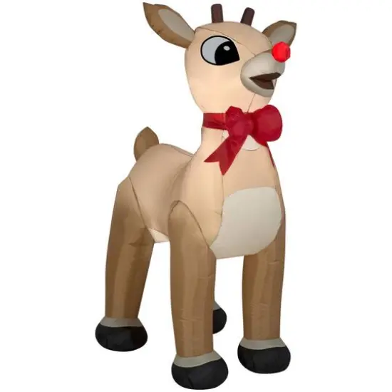 5ft. Airblown&reg; Inflatable Rudolph with Red Bow {1}