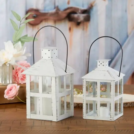 Kate Aspen® Extra Large Vintage White Distressed Lantern {10}