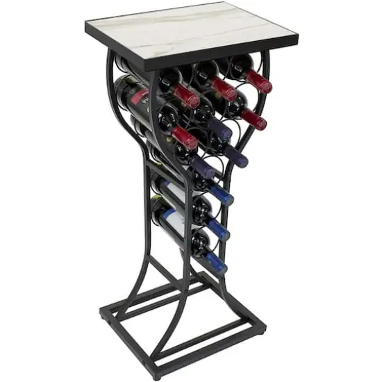 Sorbus White Marble 11-Bottle Wine Display Rack & Table {1}