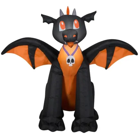 3ft. Airblown&reg; Inflatable Halloween Winged Black & Orange Dragon {1}