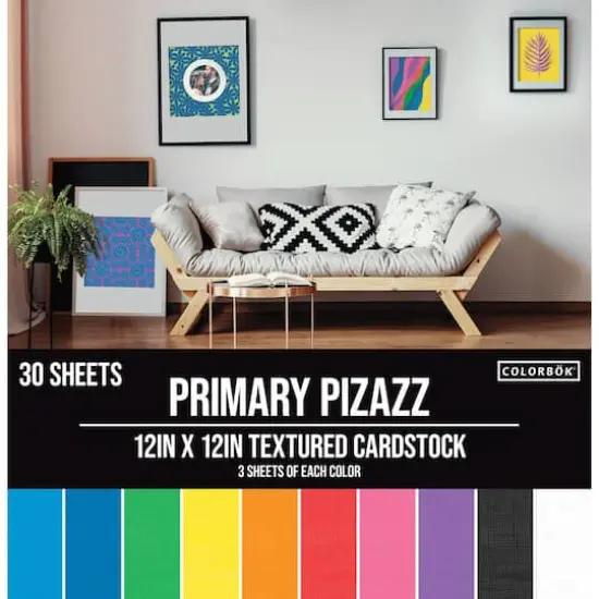 Colorbok&reg; 12" x 12" Primary Pizazz Textured Cardstock, 30 Sheets {1}