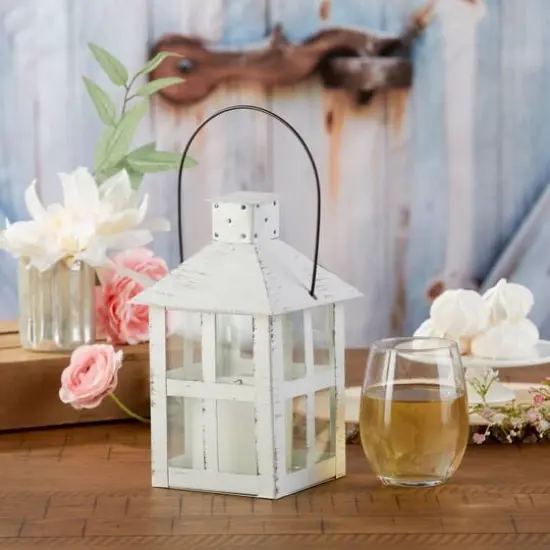 Kate Aspen® Extra Large Vintage White Distressed Lantern {3}