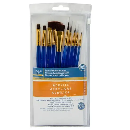 Brown Synthetic Acrylic 10 Piece Brush Combo by Artist's Loft&reg; Necessities&trade; {5}