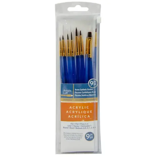 Brown Synthetic Acrylic 9 Piece Brush Combo by Artist's Loft® Necessities™ {4}