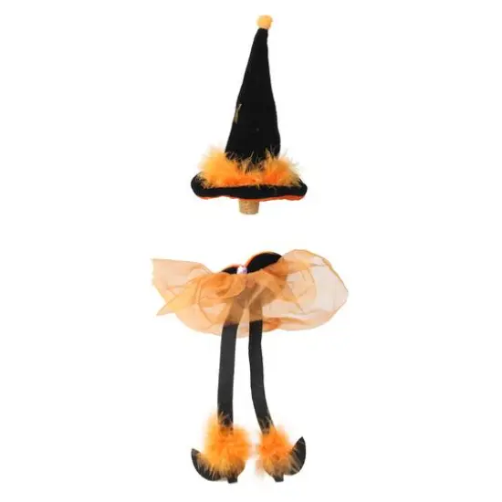 6.5" Halloween Feathered Witches Hat Wine Bottle Stopper {1}