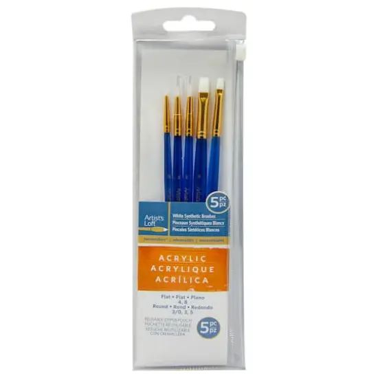 White Synthetic Acrylic Round & Flat 5 Pieces Brush Combo By Artist's Loft&reg; Necessities&trade; {4}