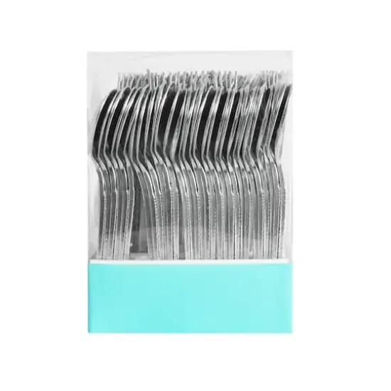 Silver Hammered Plastic Cutlery Set by Celebrate It&trade;, 120ct. {5}