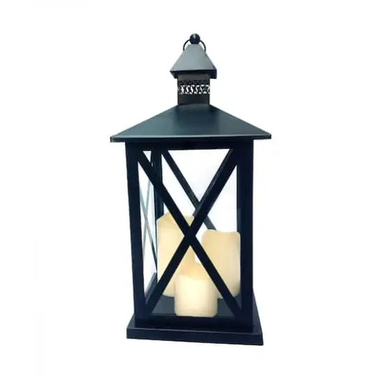 19" Black Lantern with 3 LED Candles by Ashland&reg; {1}